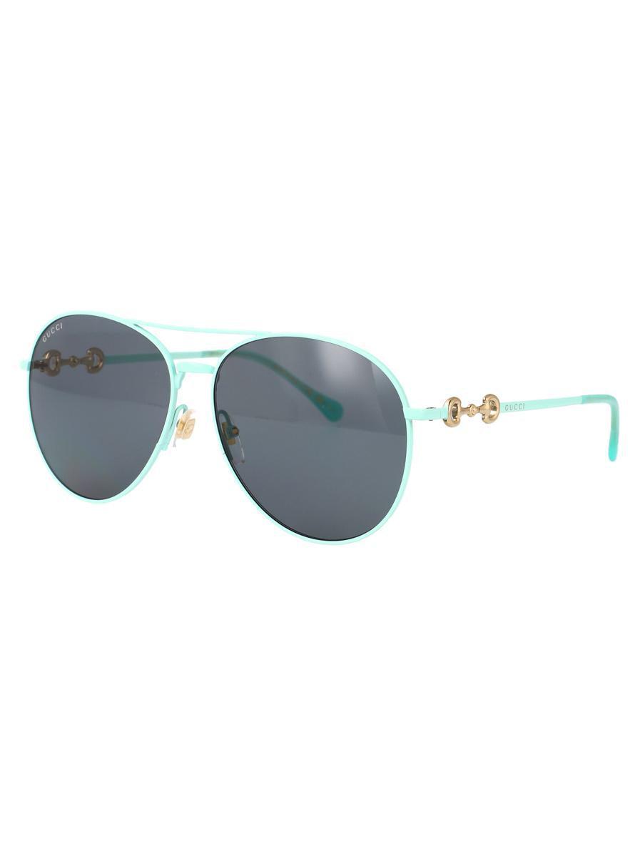 GUCCI Gg1698s Linea Horsebit 004 Green Grey Sunglasses In Green-green-grey Product Image