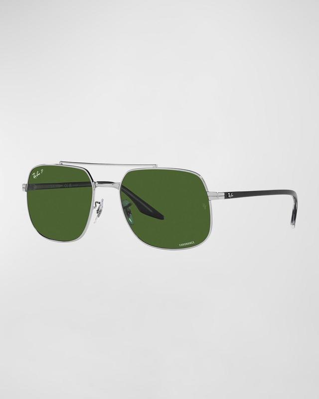 Mens Polarized Metal Double-Bridge Sunglasses Product Image