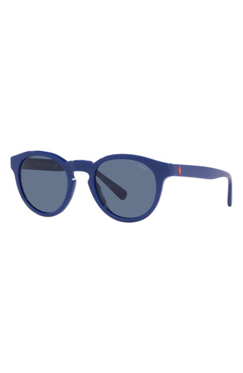 49mm Round Sunglasses In Royal Blue Product Image