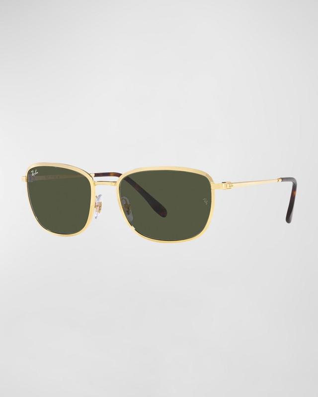 Mens Metal Rectangle Sunglasses, 57MM Product Image