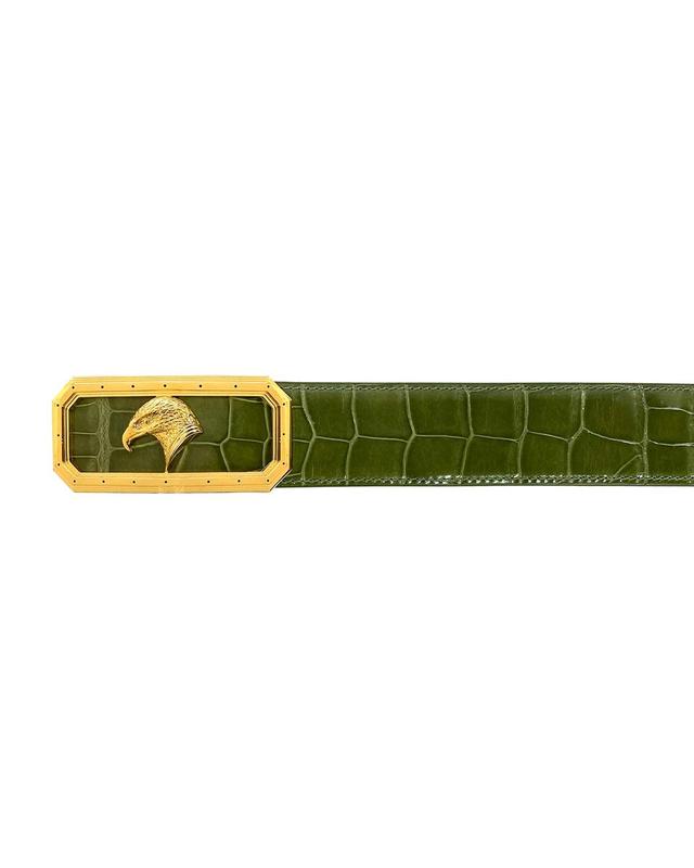 Mens Signature Eagle Crocodile Leather Belt Product Image