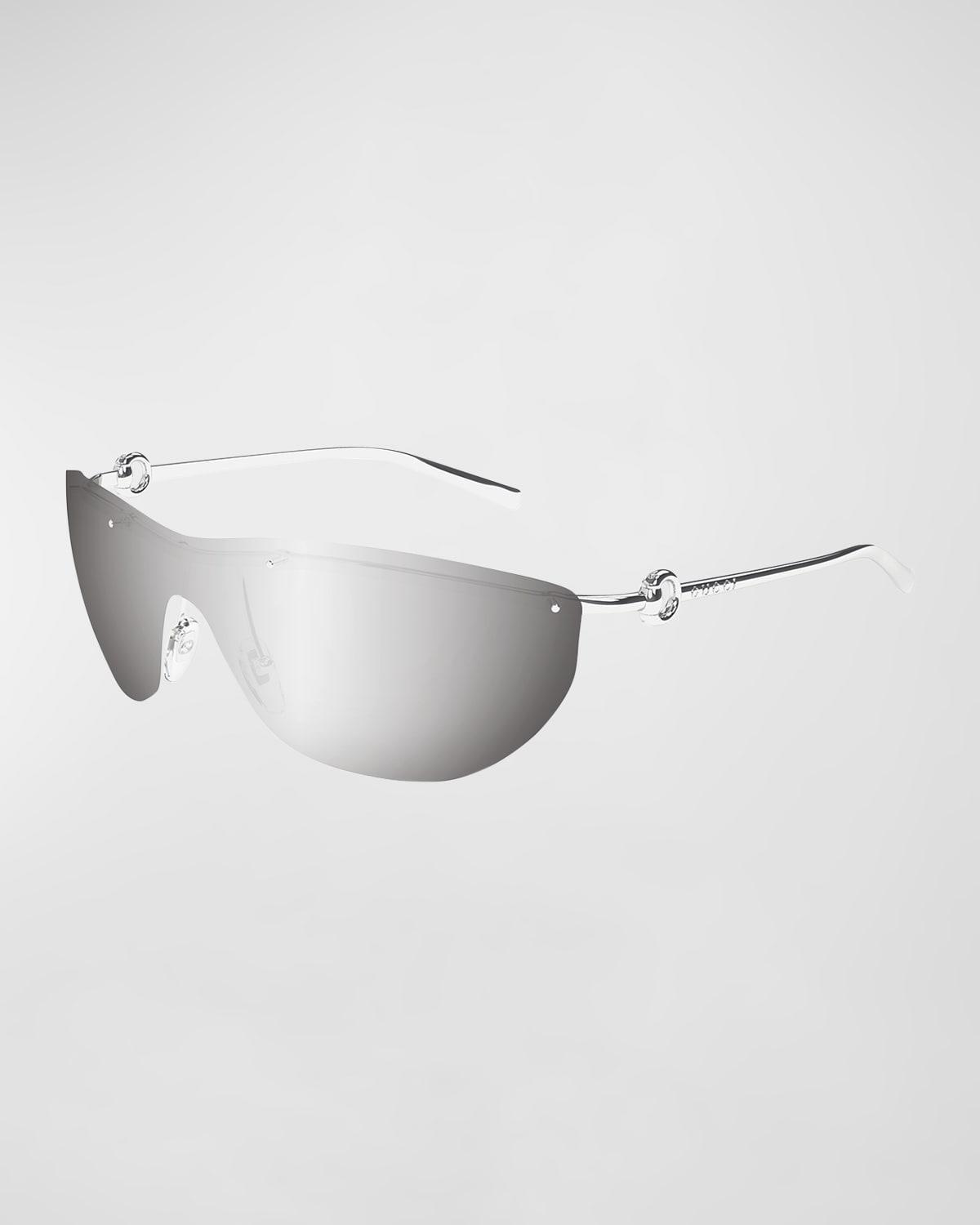 Mens Rimless Metal Shield Sunglasses Product Image