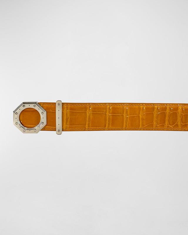 Stefano Ricci Men's Crocodile Leather Belt - Size: 32in / 80cm - YELLOW Product Image