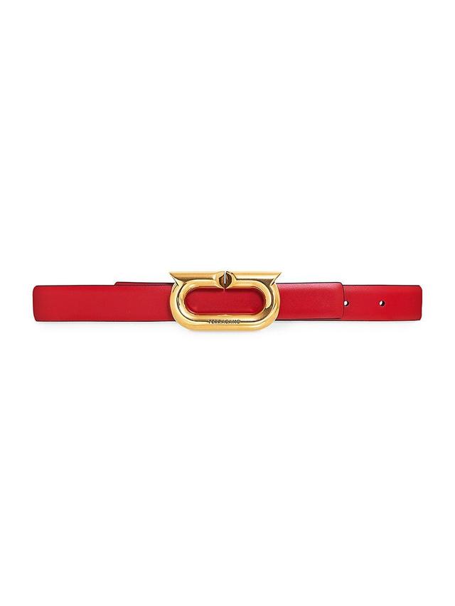 FERRAGAMO Gancio Ellipse Buckle Reversible Leather Belt Product Image