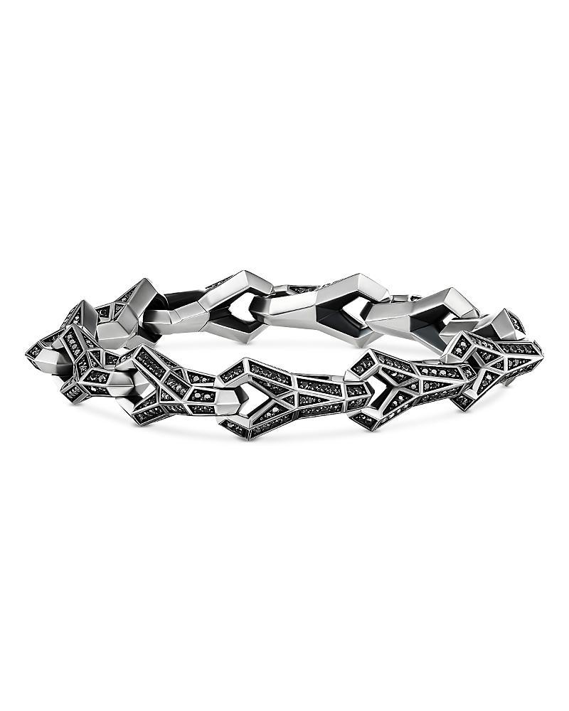 Mens Faceted Link Bracelet In Sterling Silver Product Image