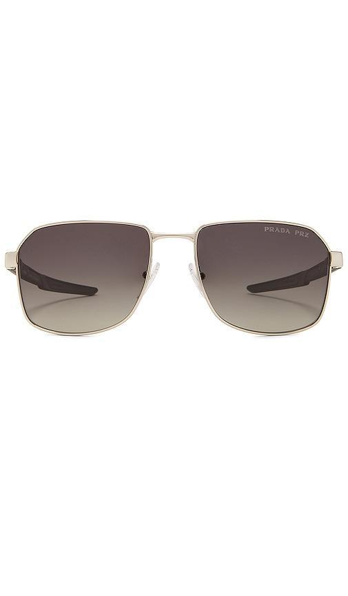 Prada Square Frame Polarized Sunglasses in Metallic Silver Product Image