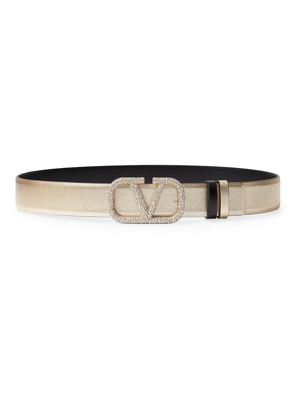 Womens Vlogo Signature Reversible Belt In Metallic Shiny Calfskin Product Image