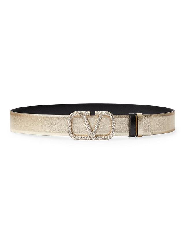 Womens Vlogo Signature Reversible Belt In Metallic Shiny Calfskin Product Image