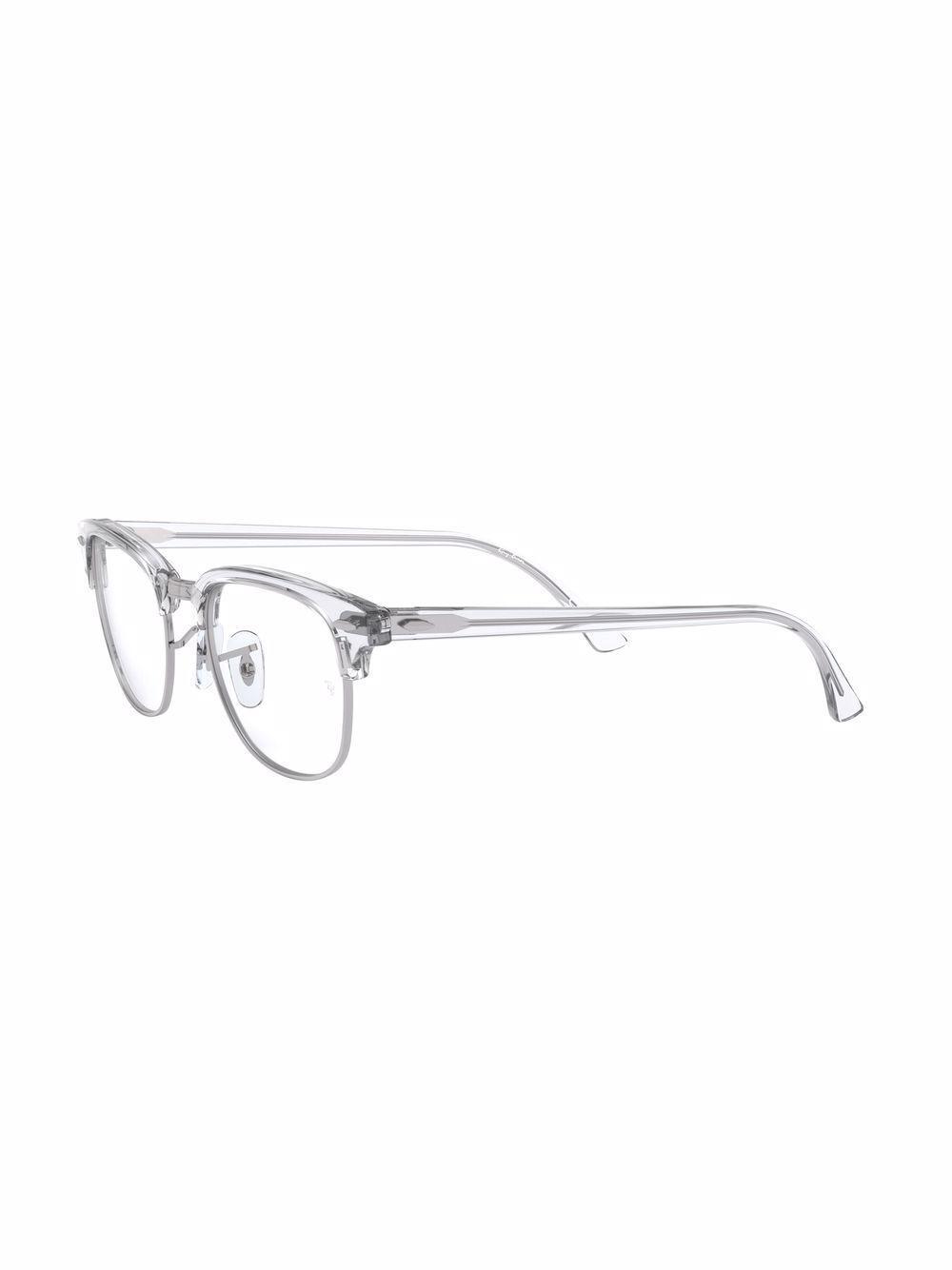 RAY BAN Clubmaster Optics Eyeglasses Transparent Frame Clear Lenses 49-21 In White Transparent Product Image