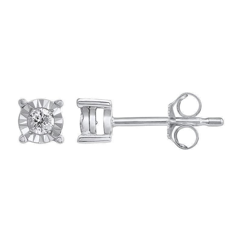 Yours and Mined 10k White Gold 1/10 Carat T.W. Diamond Stud Earrings, Womens Product Image