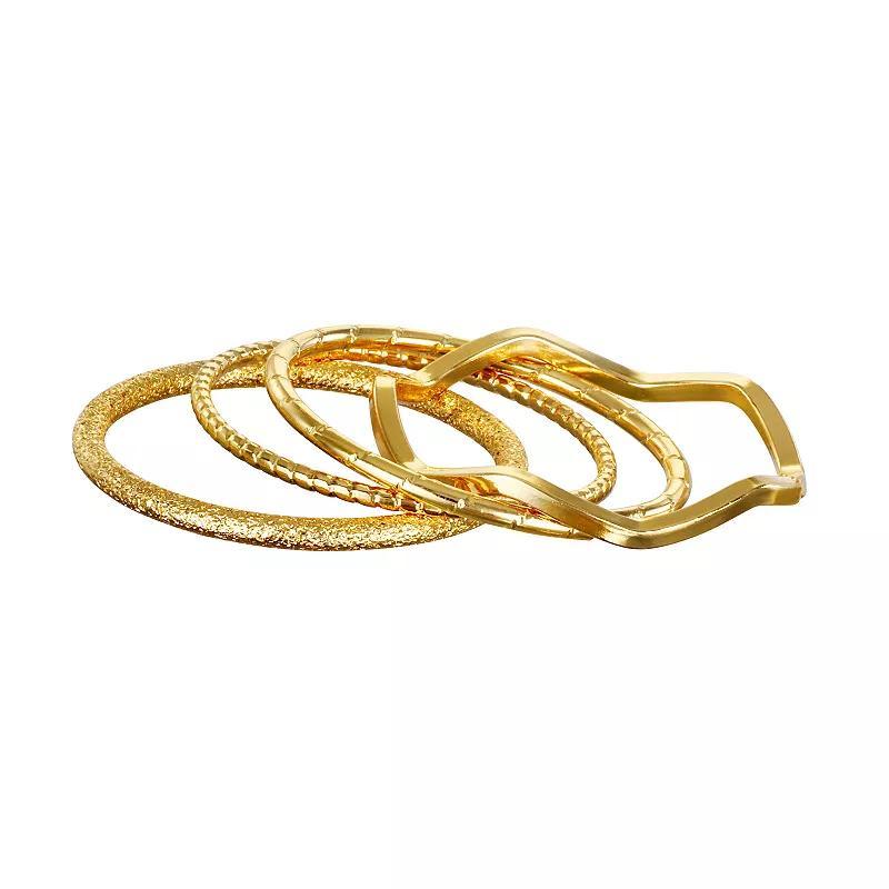 Emberly Gold Tone Thin Textured 4-piece Ring Set, Womens Product Image