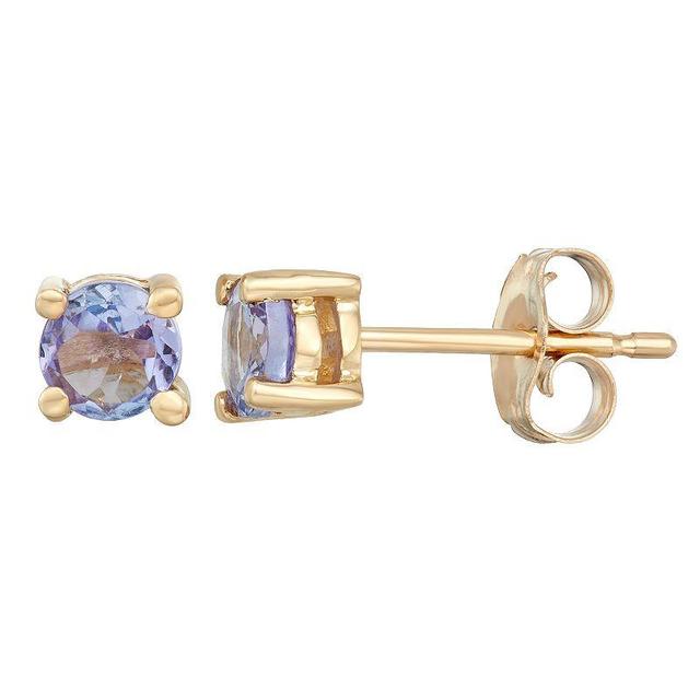 14k Gold Tanzanite Stud Earrings, Womens, Yellow Product Image