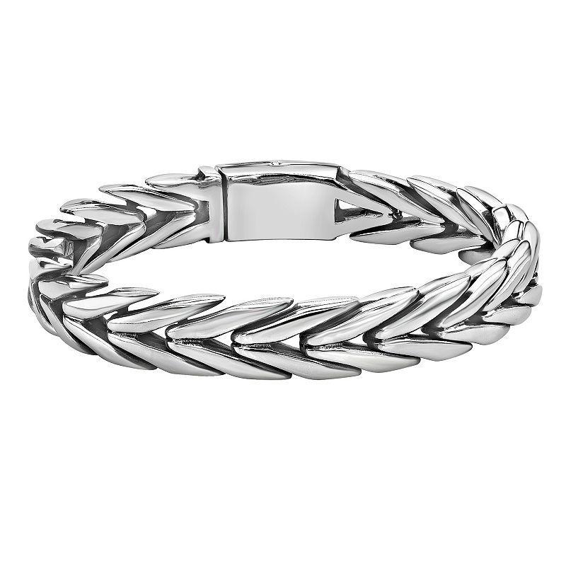 LYNX Mens Stainless Steel 9 mm Chevron Link Bracelet, White Product Image