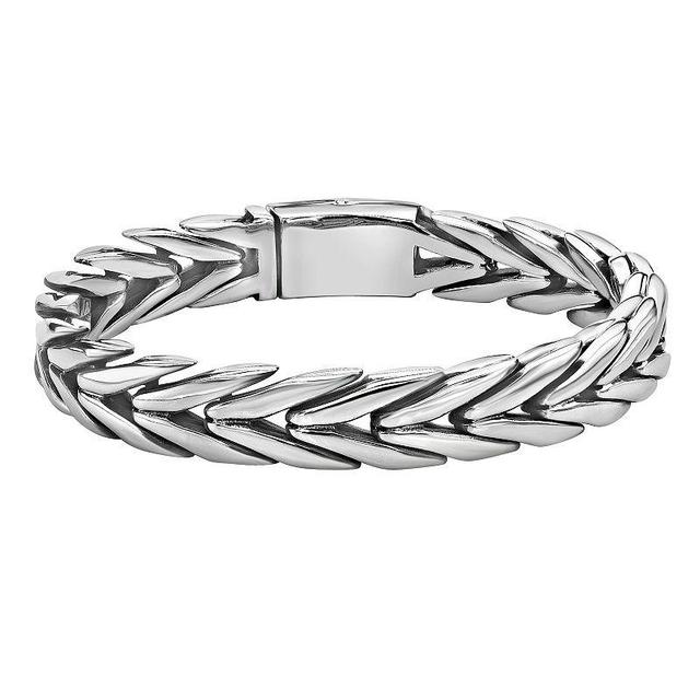 LYNX Mens Stainless Steel 9 mm Chevron Link Bracelet, White Product Image