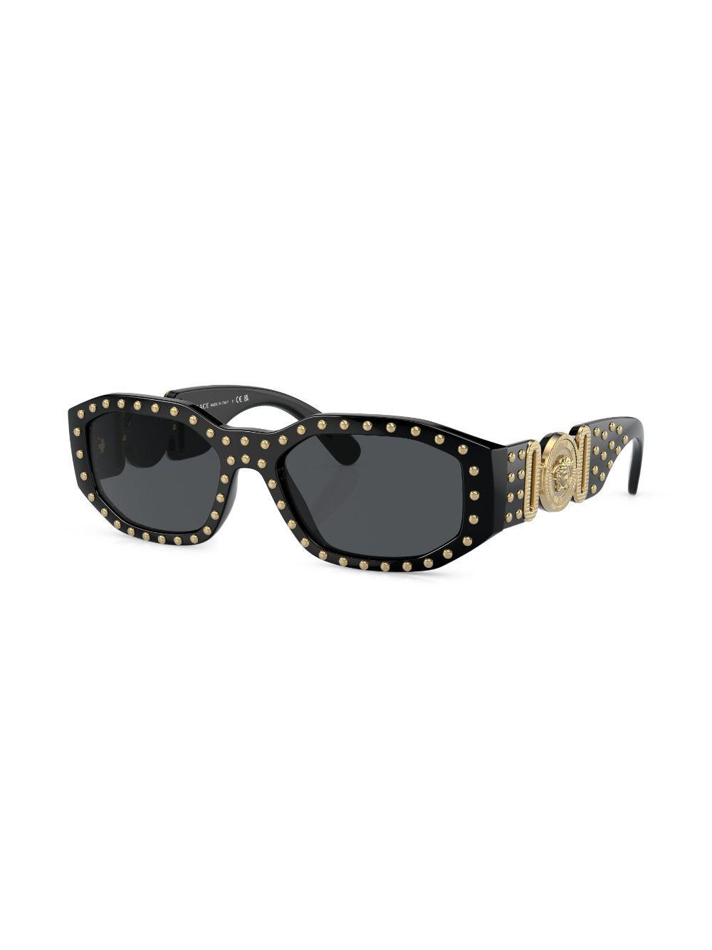 VERSACE Biggie Stud-embellished Sunglasses In 539787 Black Product Image