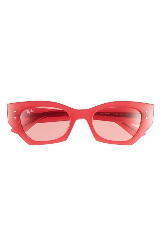 RAY BAN Ray-ban Zena Butterfly Sunglasses, 52mm In Red/red Solid Product Image