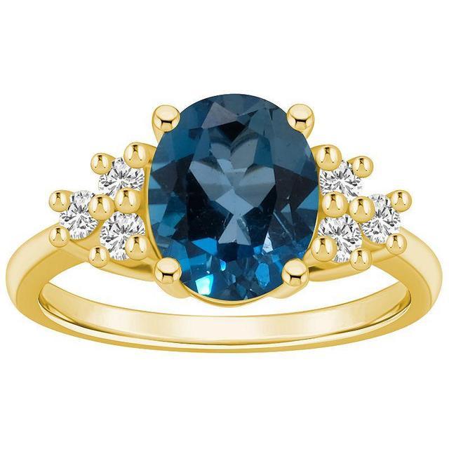 Alyson Layne 14k White Gold Oval London Blue Topaz & 1/3 Carat T.W. Diamond Ring, Womens Product Image