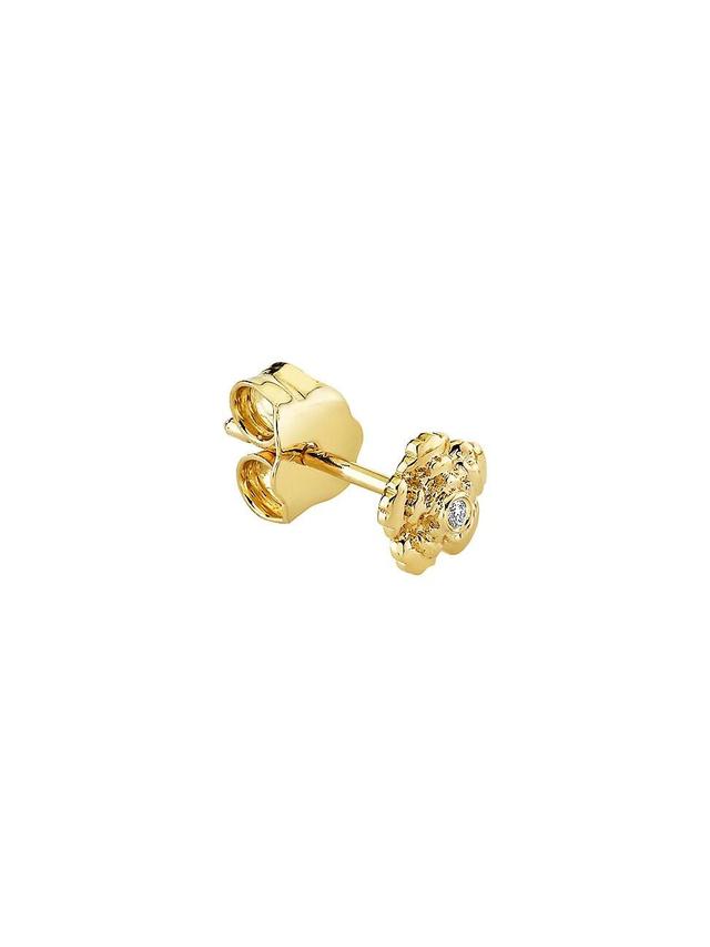 Womens 14K Yellow Gold & 0.005 TCW Diamond Begonia Stud Earring Product Image