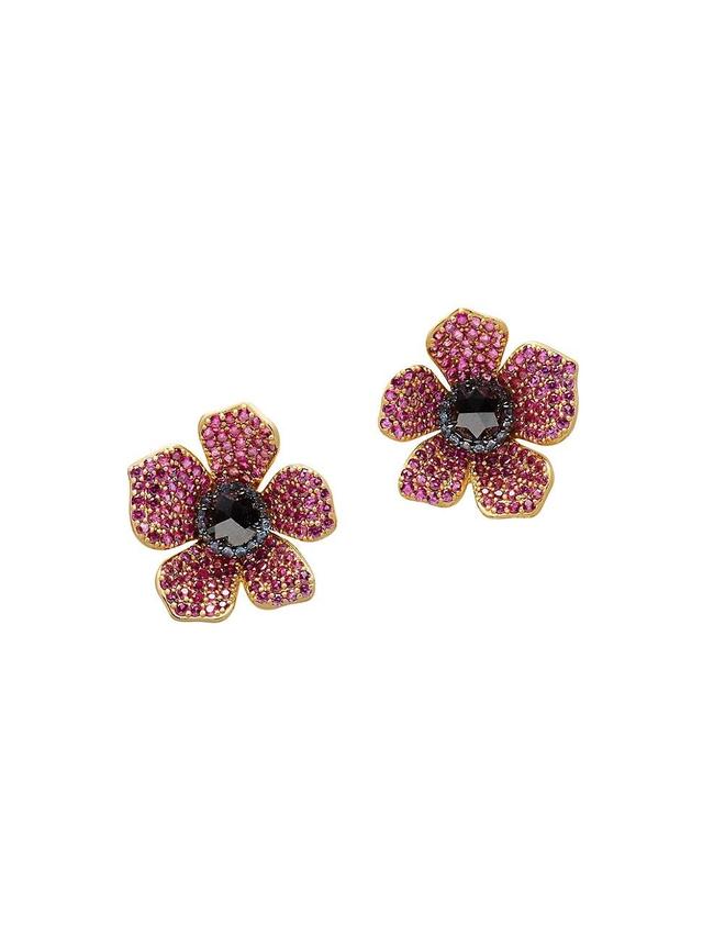 Womens Poppy Power Silvertone & Cubic Zirconia Earrings Product Image