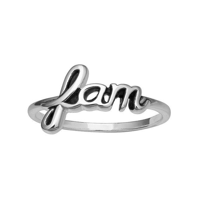 PRIMROSE Sterling Silver Polished Oxidized Fam Band Ring, Womens Product Image