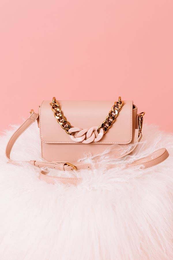 Wine Date Faux Leather Crossbody In Pink Product Image