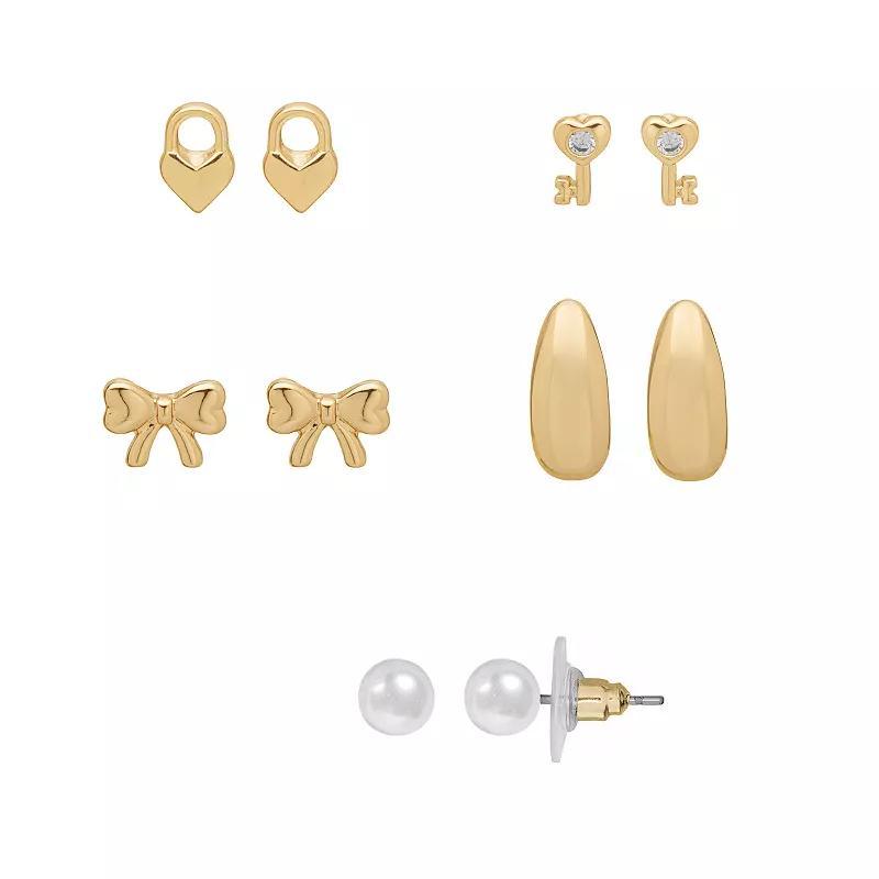 Emberly Gold Tone 5-piece Stud & Hoop Earring Set, Womens, Multi Product Image