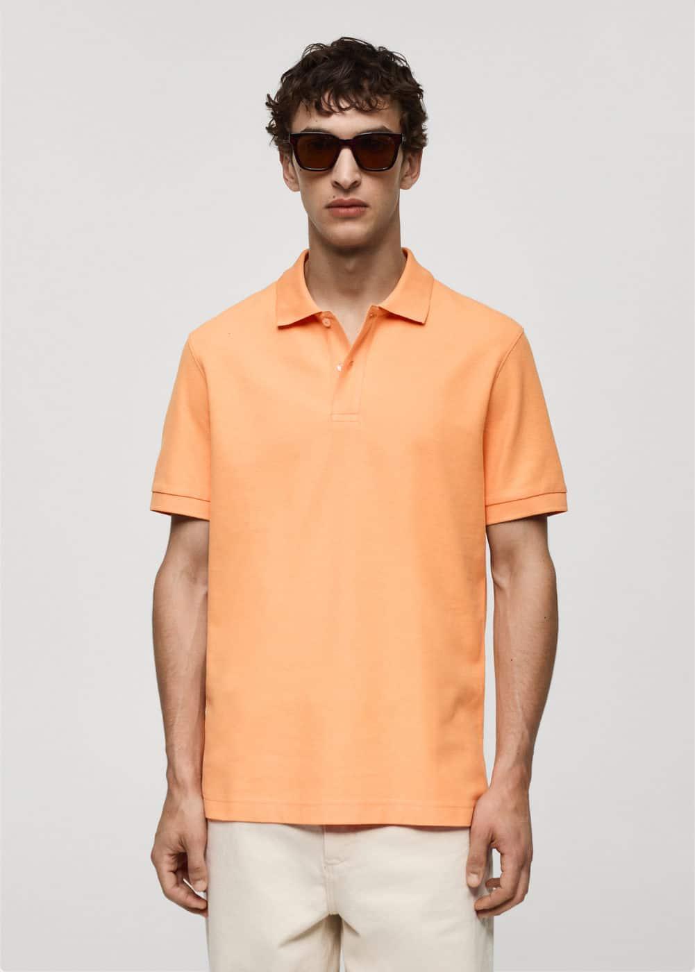 MANGO MAN - 100% cotton pique polo shirt pastel orangeMen Product Image