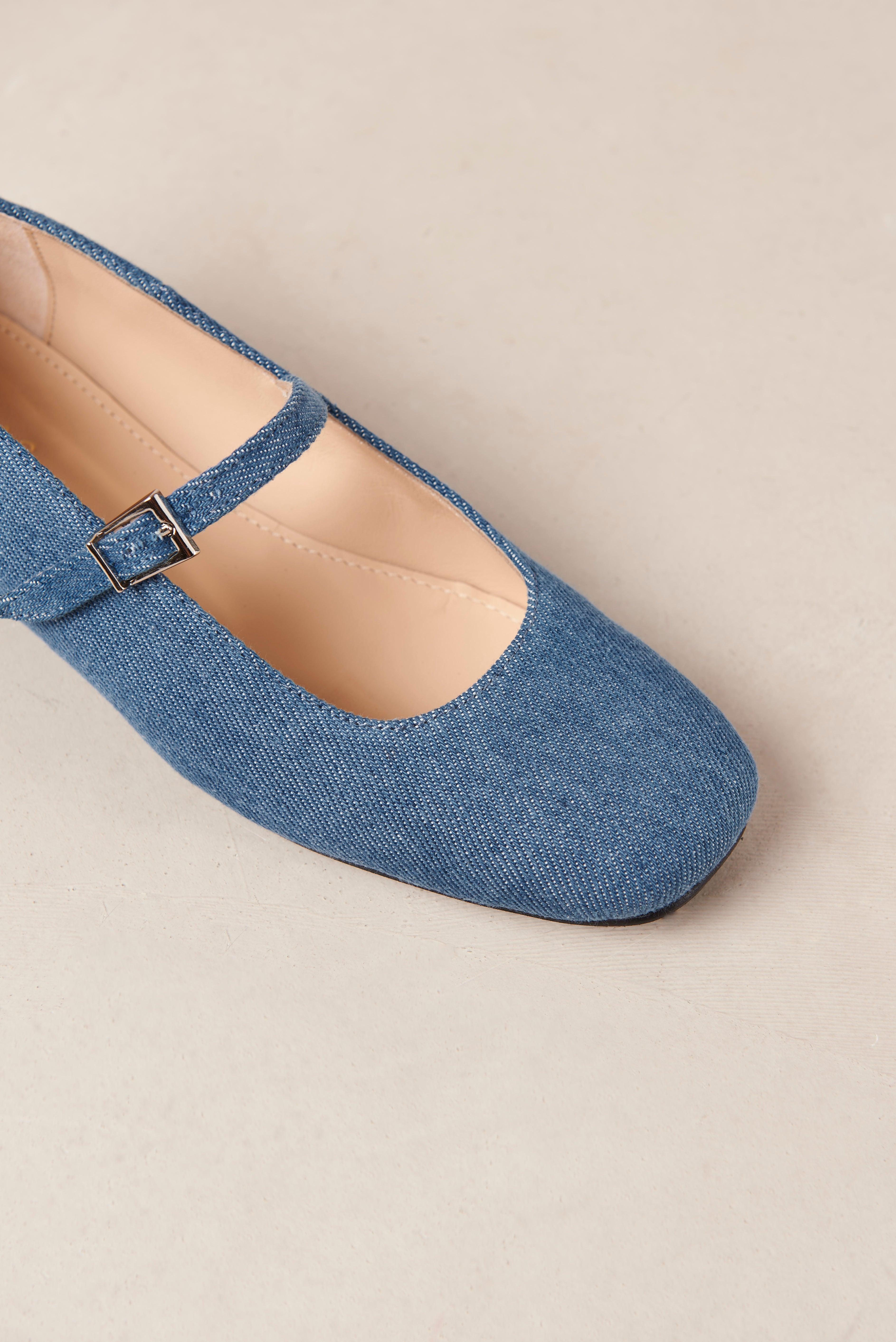 Alohas Por Do Sol Leather Ballet Flats - Denim Product Image