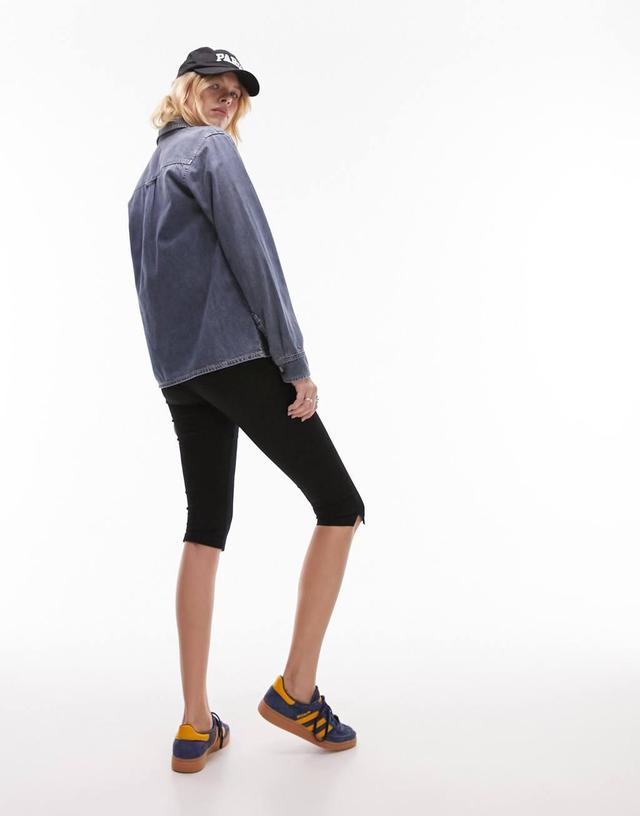 Topshop denim shirt in smoky blue  Product Image