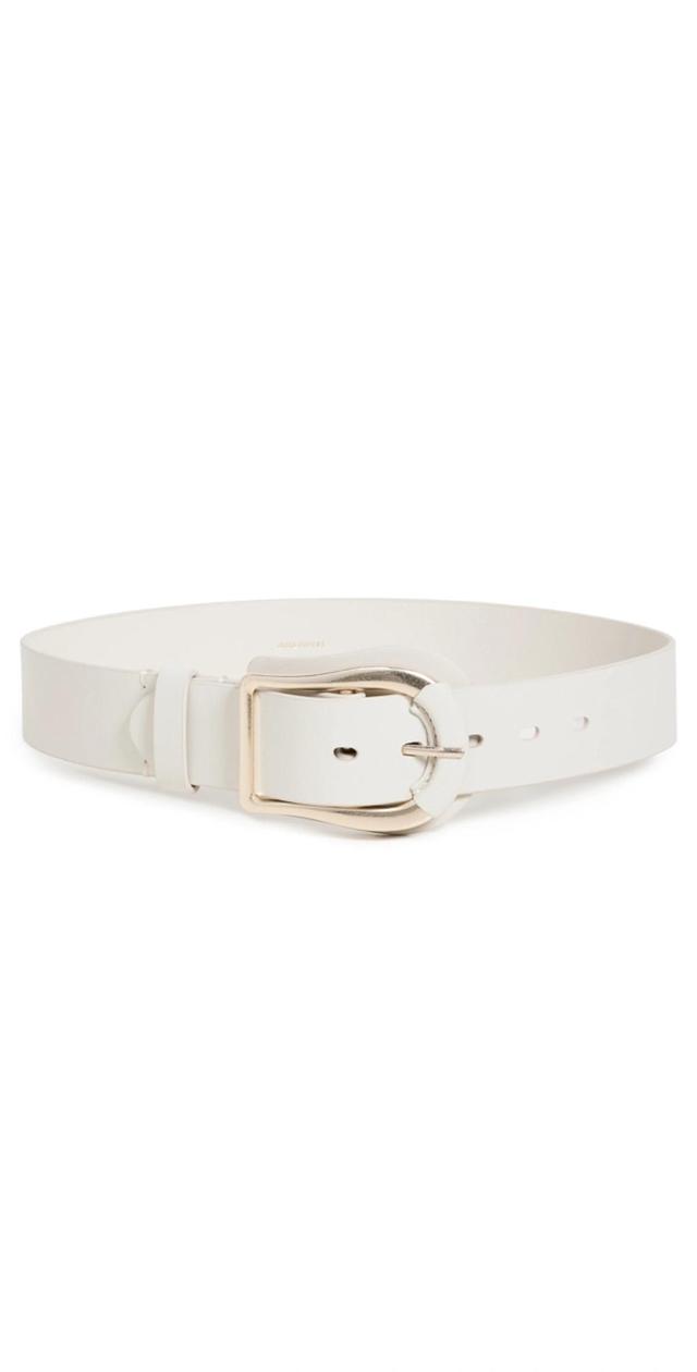 Wide Leather Belt In Ecru Product Image