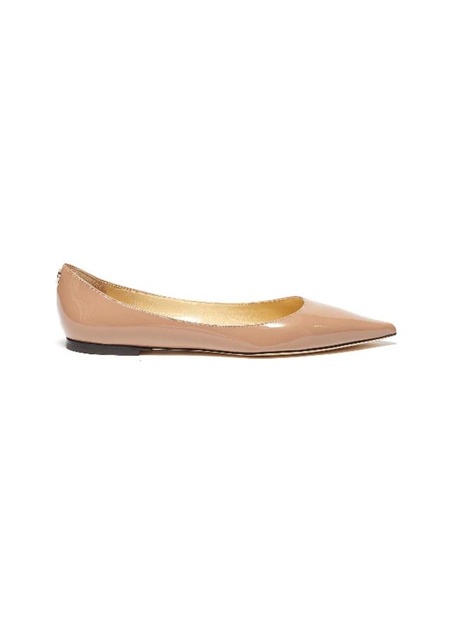 Love Flat Patent-leather Ballet Flats In Neutral Product Image