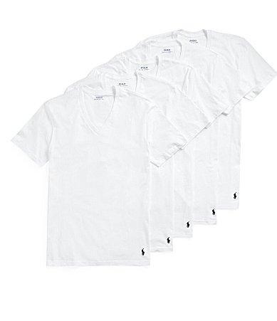 Polo Ralph Lauren 5-Pack Relaxed Fit Logo Embroidered V-Neck Undershirts Product Image