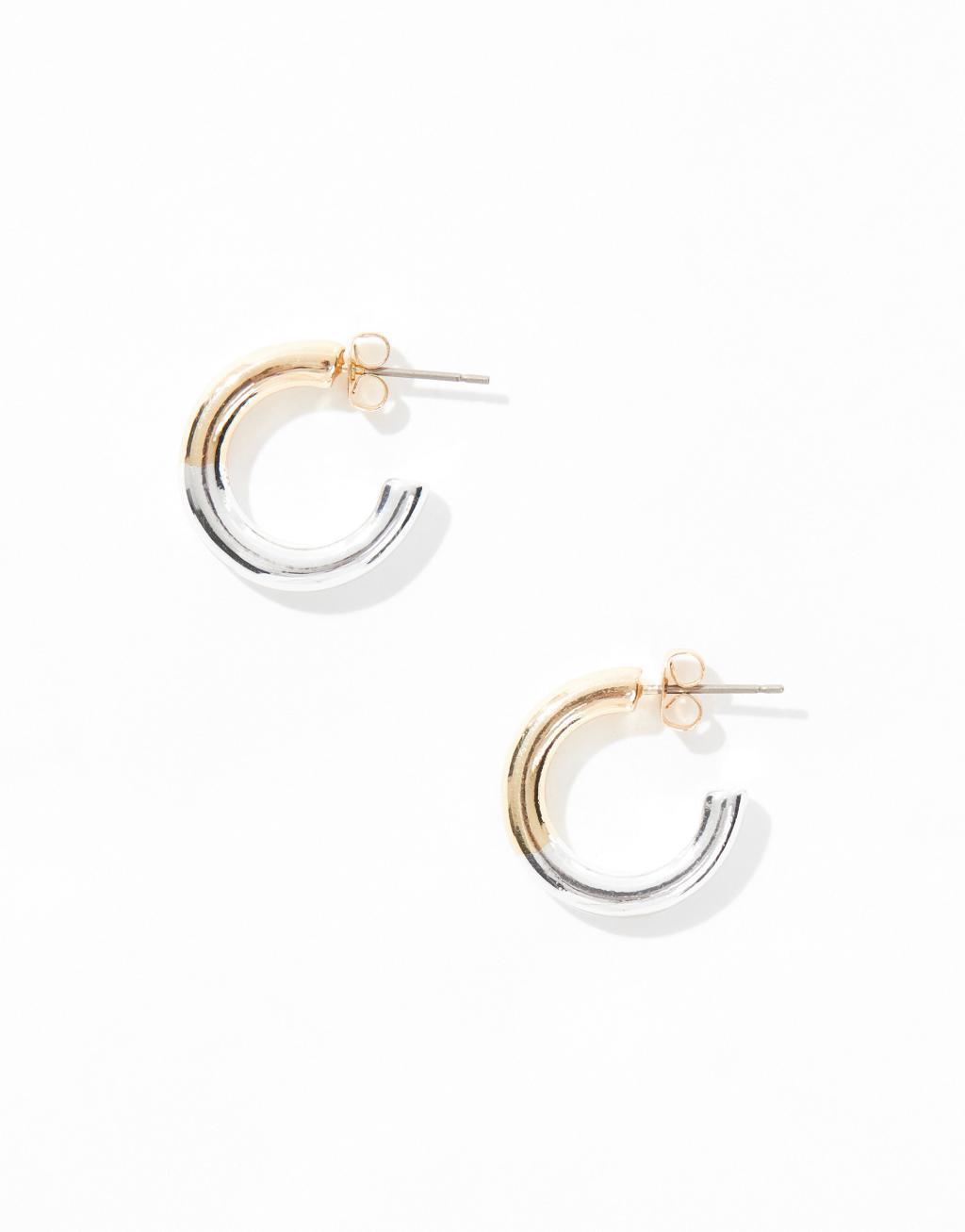 Pieces double hoop earrings in gold and silver Product Image