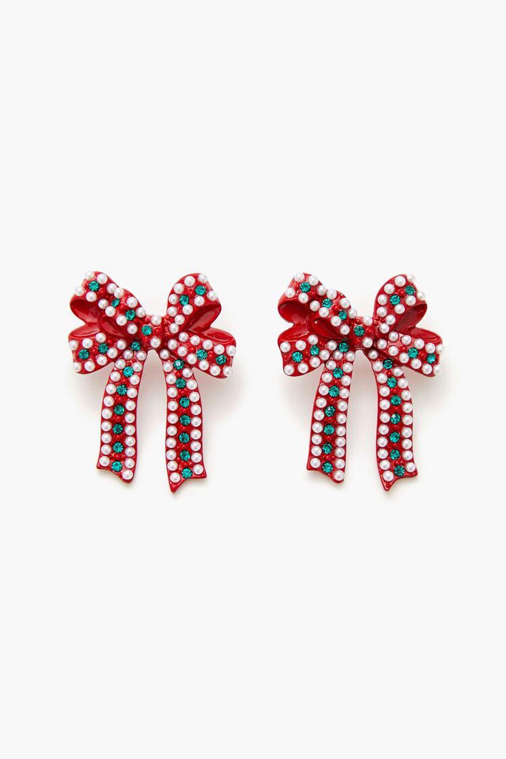 Rhinestone Bow Drop Earrings | Forever 21 Product Image