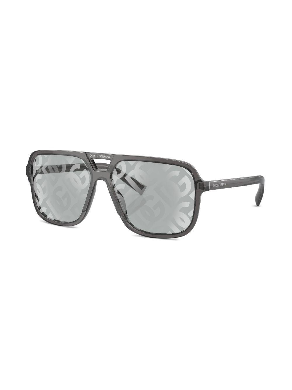 Rectangle-frame Sunglasses In Grau Product Image