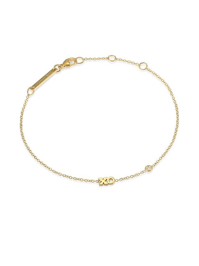 Womens 14K Yellow Gold & Diamond XO Chain Bracelet Product Image