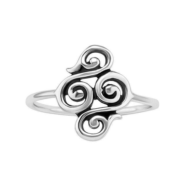 PRIMROSE Sterling Silver Oxidized Swirl Ring, Womens Product Image