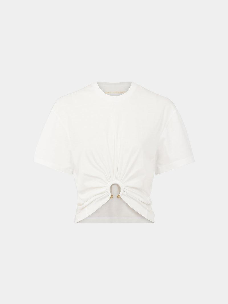 White T-shirt with piercing Product Image