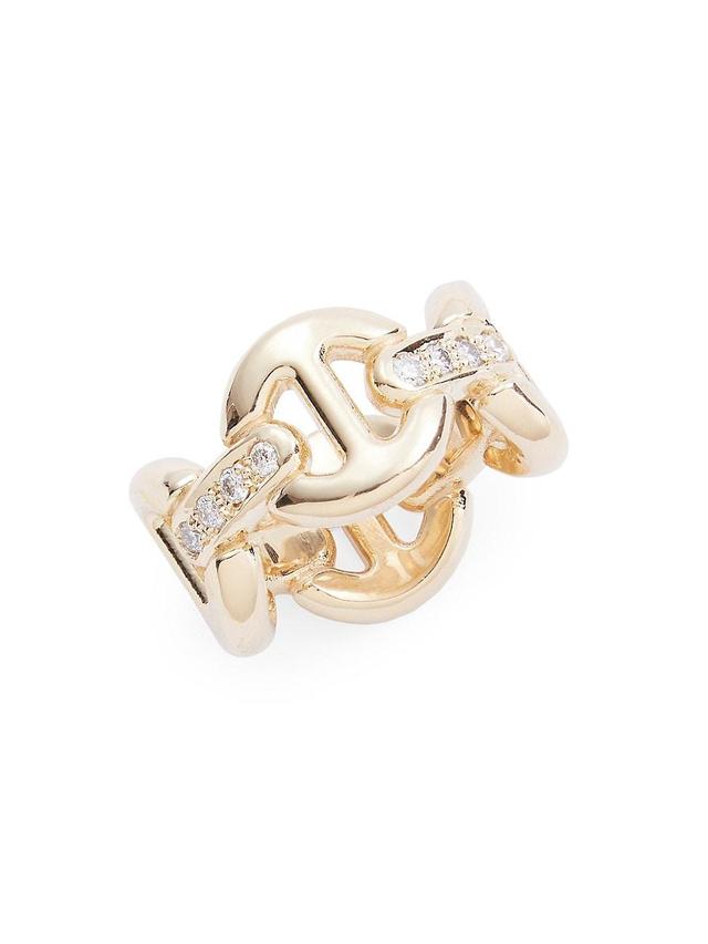 Womens Quad-Link 18K Yellow Gold & Diamond Ring Product Image