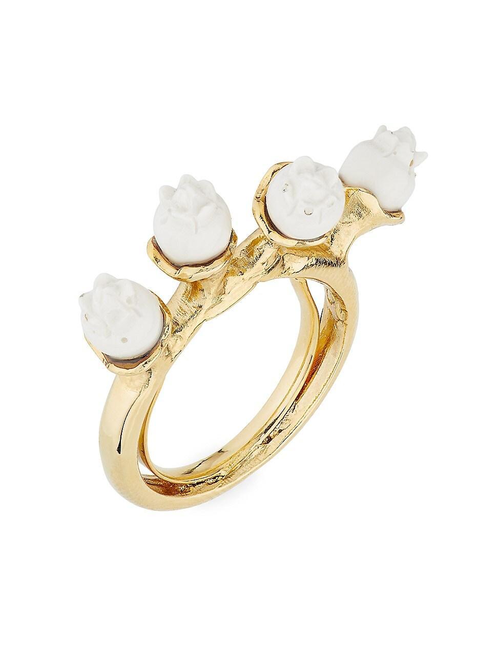 Womens Lily Of The Valley Goldtone & Resin Ring Product Image