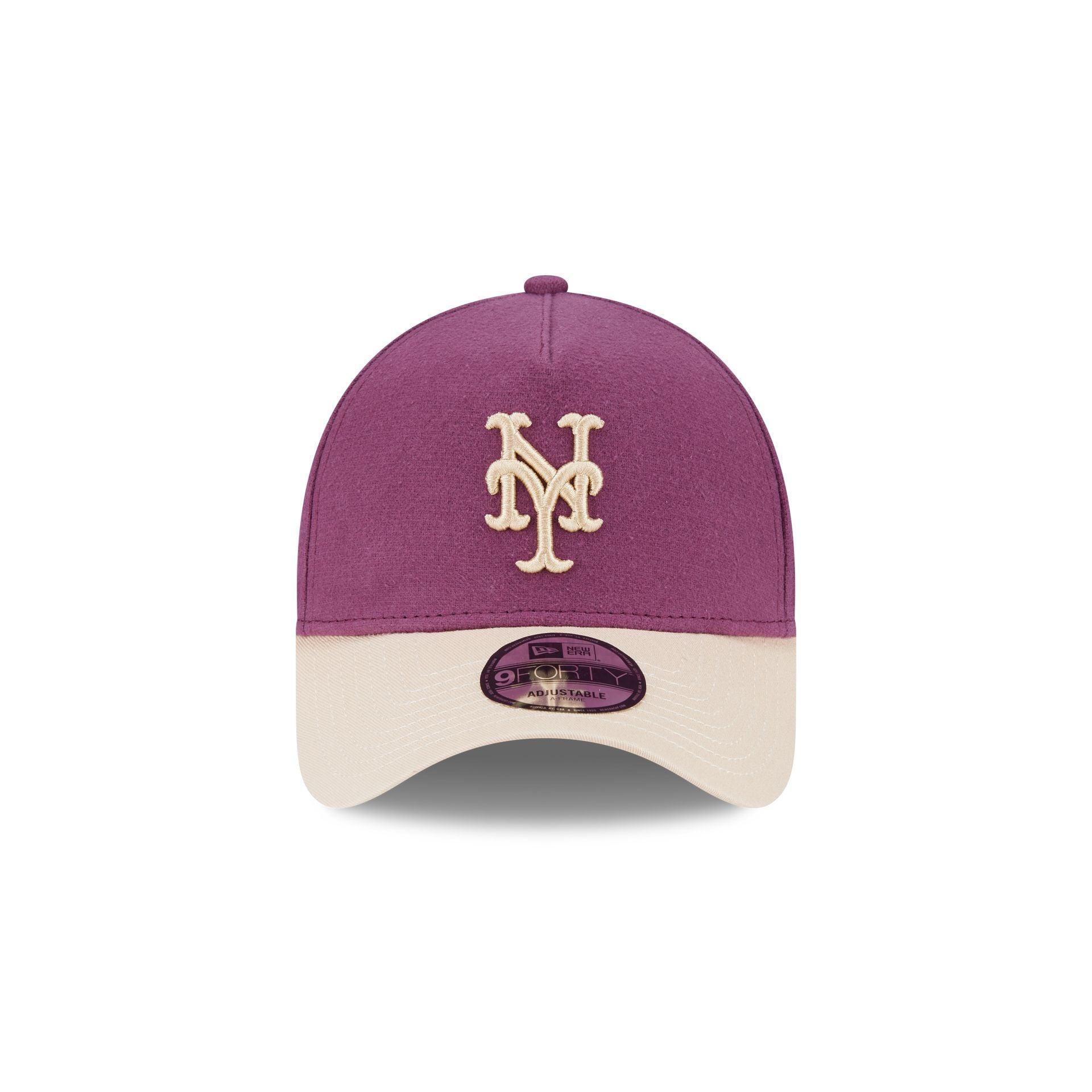 New York Mets Moleskin Crown Maroon 9FORTY A-Frame Snapback Hat Male Product Image