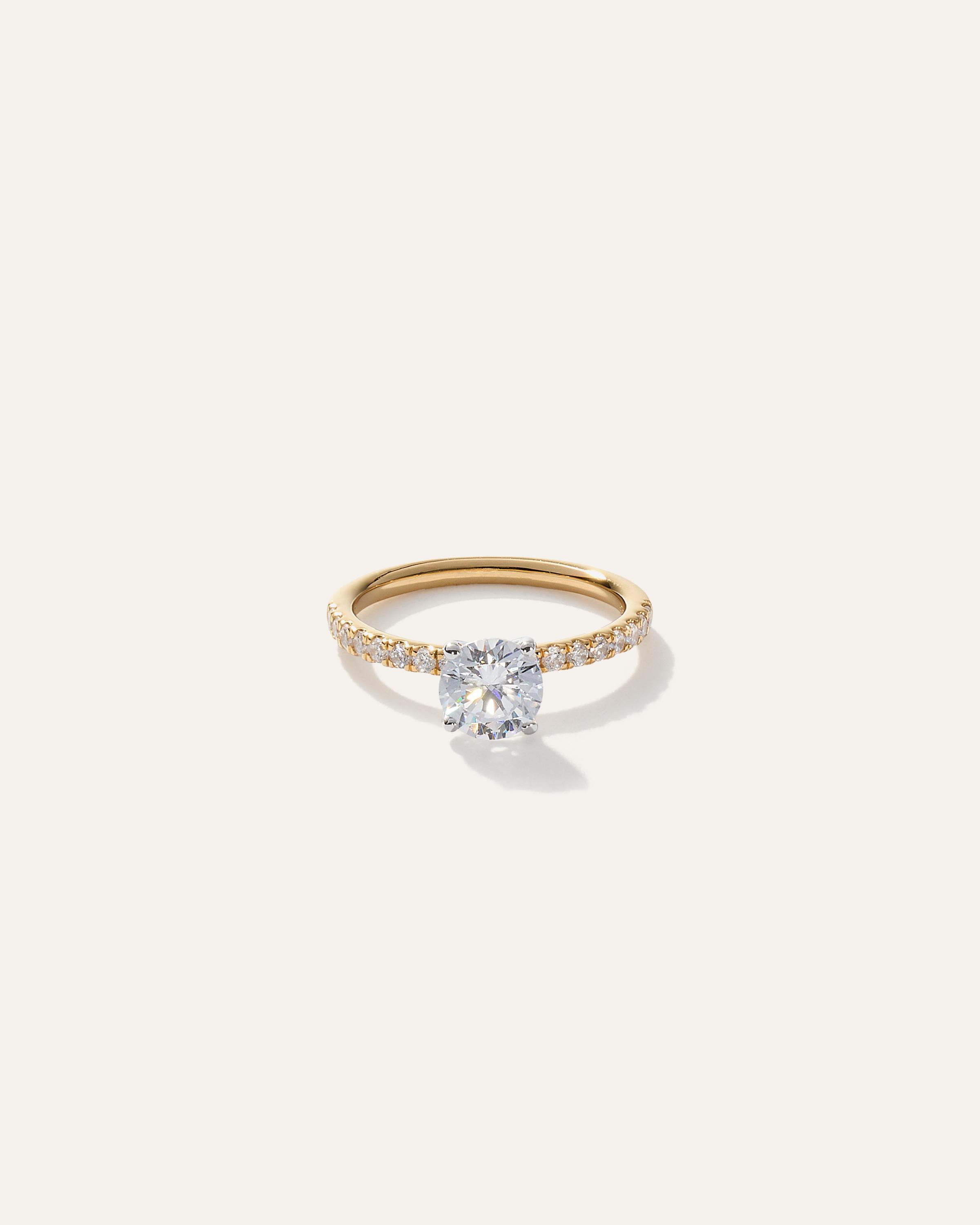 Lab Grown Diamond Round Petite Pave Engagement Ring Product Image