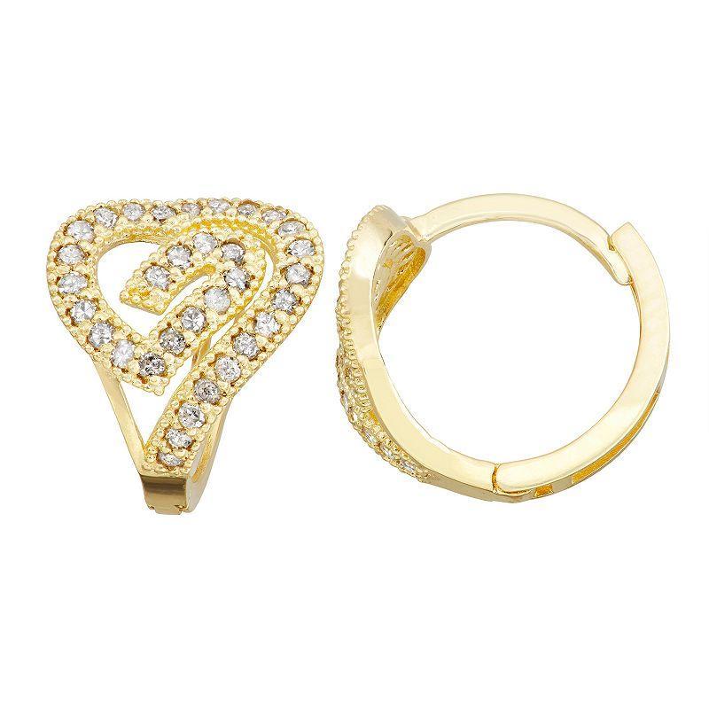 Tiara 10k Gold 1/3 Carat T.W. Diamond Huggie Hoop Earrings, Womens Product Image