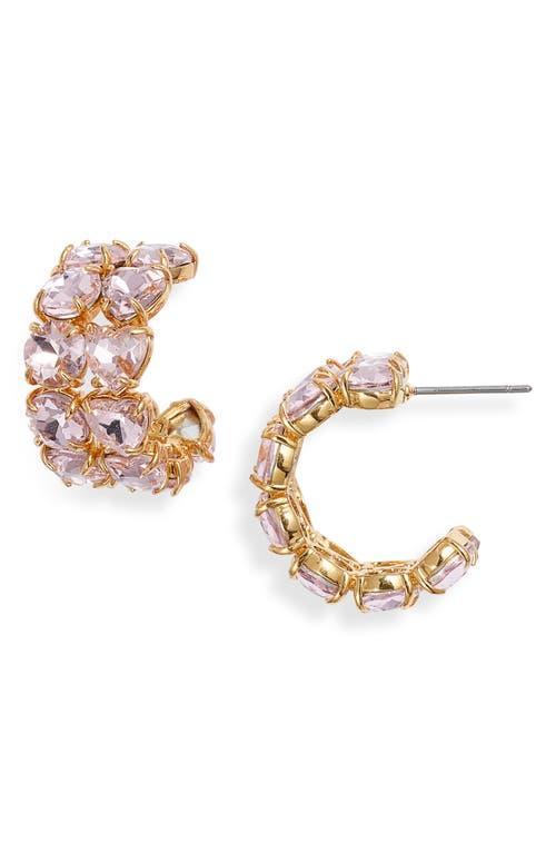 Womens Goldtone & Heart Crystal Hoop Earrings Product Image