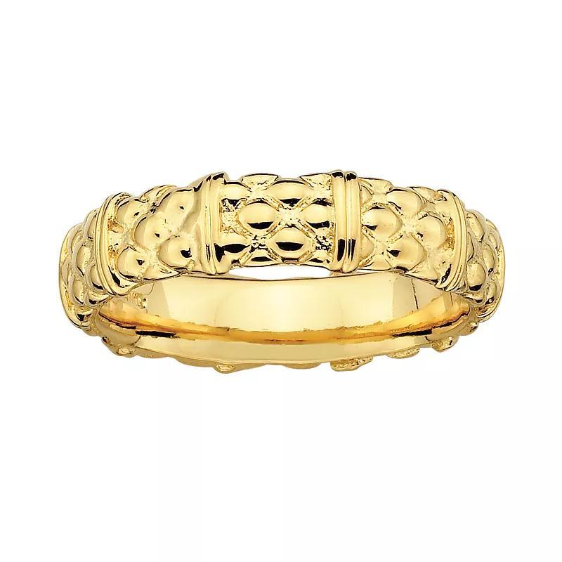 Stacks & Stones 18k Gold Over Silver Textured Stack Ring, Womens Product Image