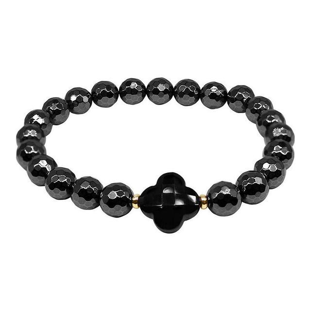 Jewelmak 14k Gold Hematite & Black Onyx Stretch Bracelet, Womens Product Image