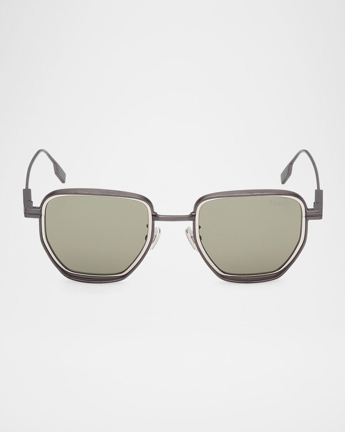 Men's Round Metal and Acetate Sunglasses Product Image