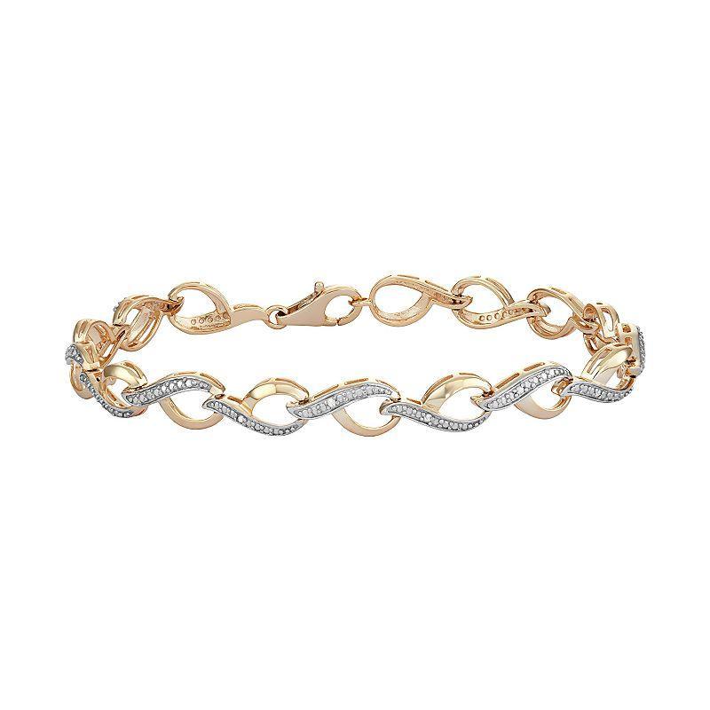 18k Gold Over Silver Diamond Accent Infinity Bracelet, Womens White Product Image