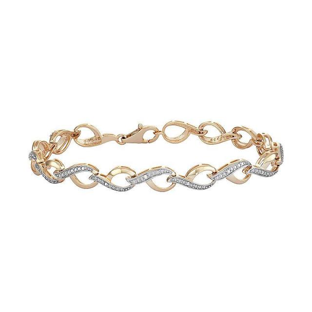 18k Gold Over Silver Diamond Accent Infinity Bracelet, Womens White Product Image