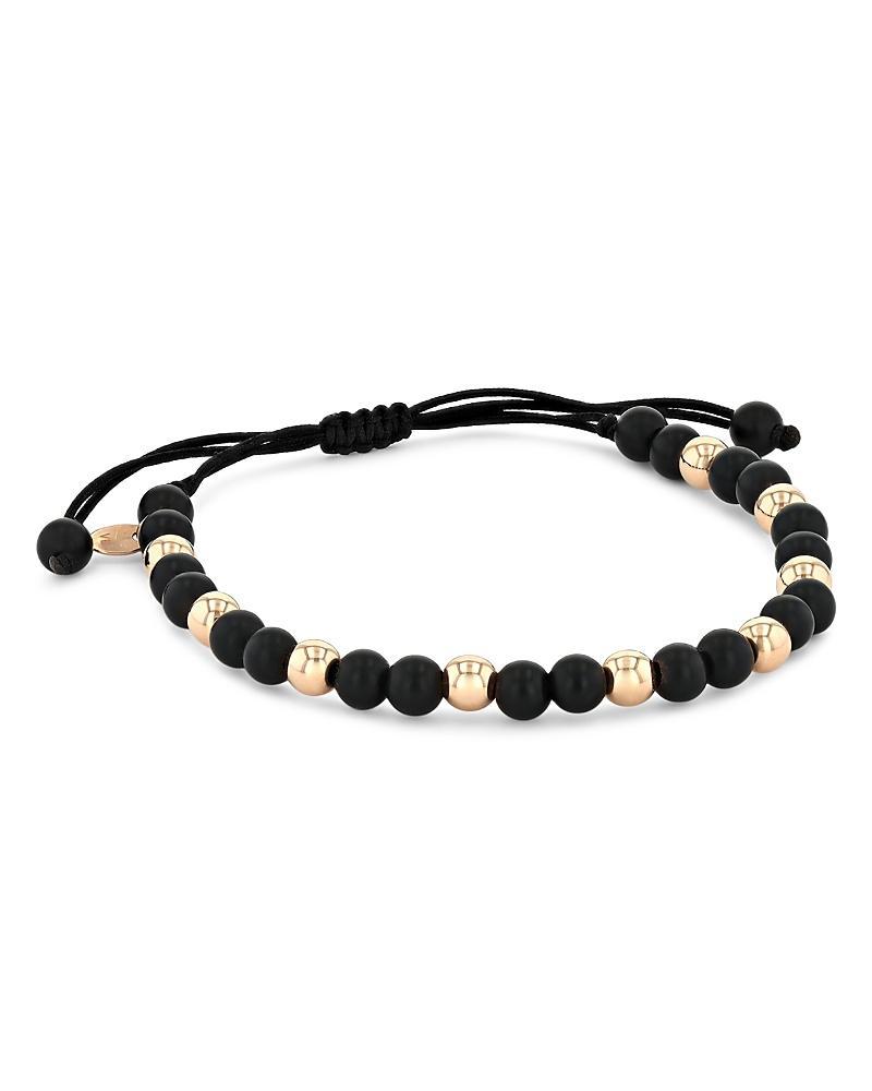 Alberto Milani Mens 18K Rose Gold & Onyx Beaded Bracelet Product Image